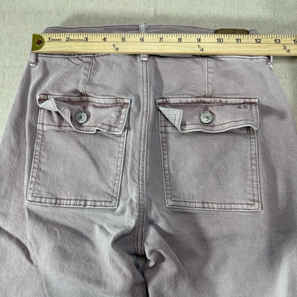 American Eagle Pants Women 0 Pink Cargo High Rise Baggy Wide Leg Stretch Skater - Picture 9 of 11